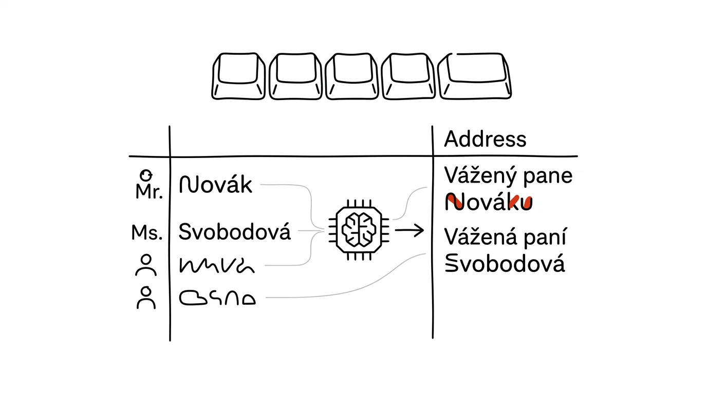 Illustration for: Mail Merge in Czech: Let AI Get the Vocative Case Right