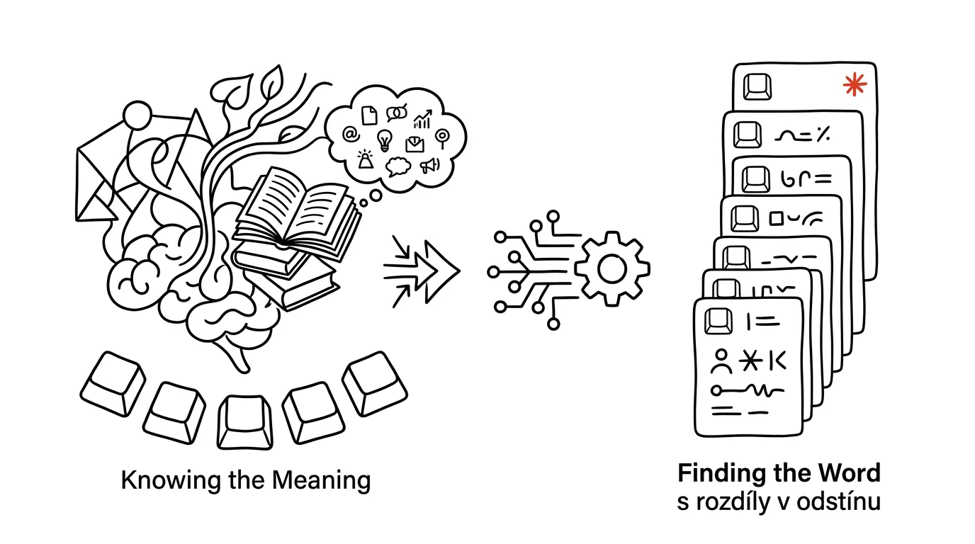 Illustration for: Word on the Tip of Your Tongue: AI as a Reverse Dictionary