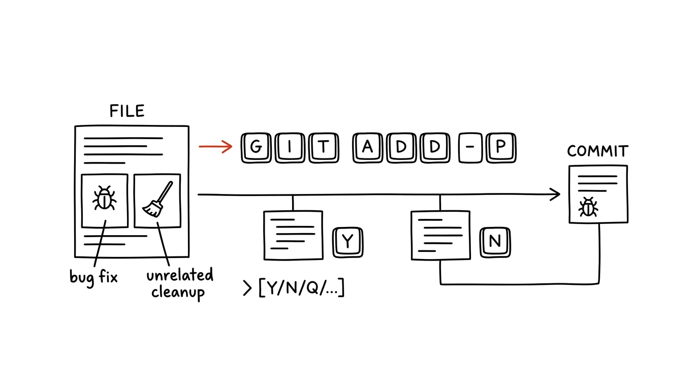 Illustration for: git add -p: Commit in Chunks, Not Whole Files