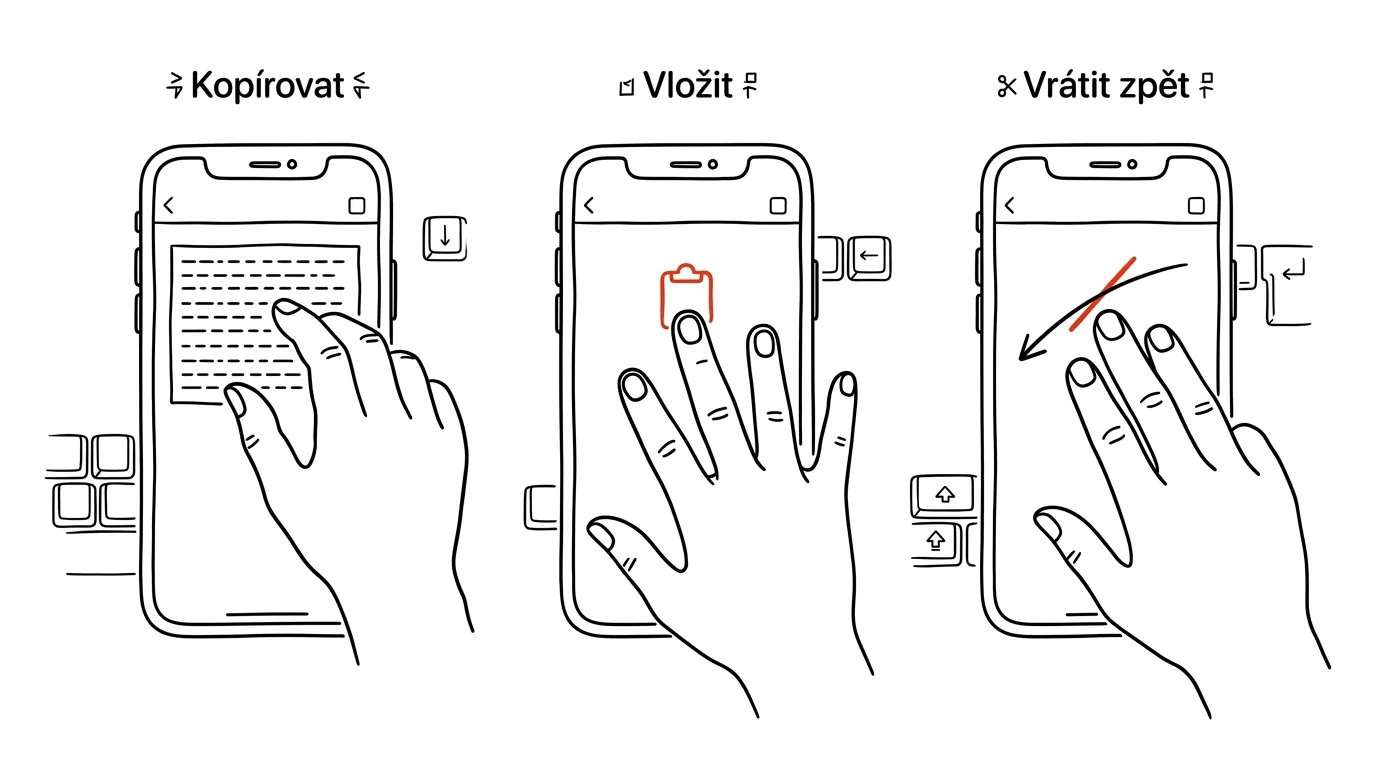 Illustration for: Three fingers on iPhone: copy, paste, and undo