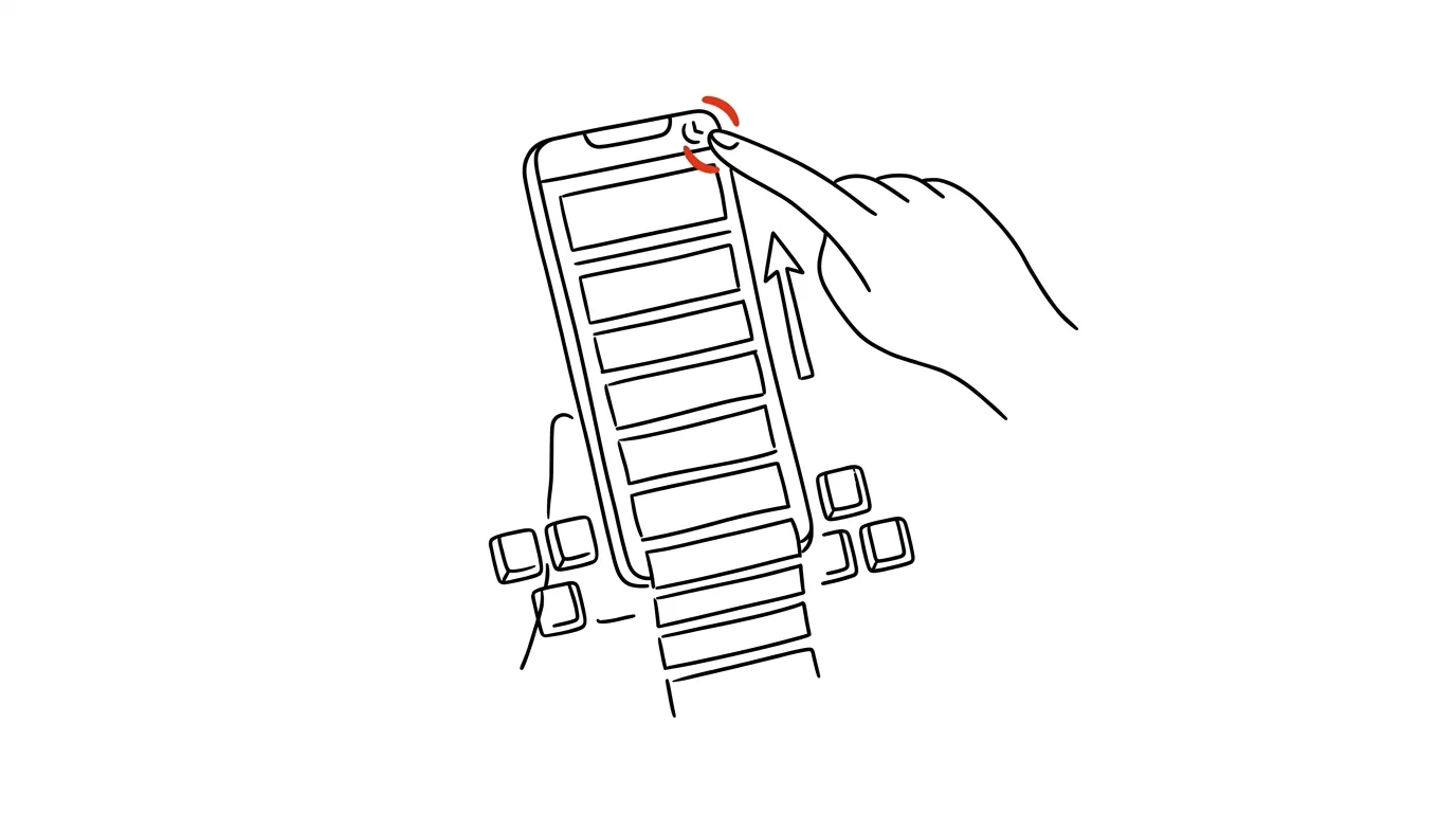 Illustration for: Tap the clock to jump a long page back to the top