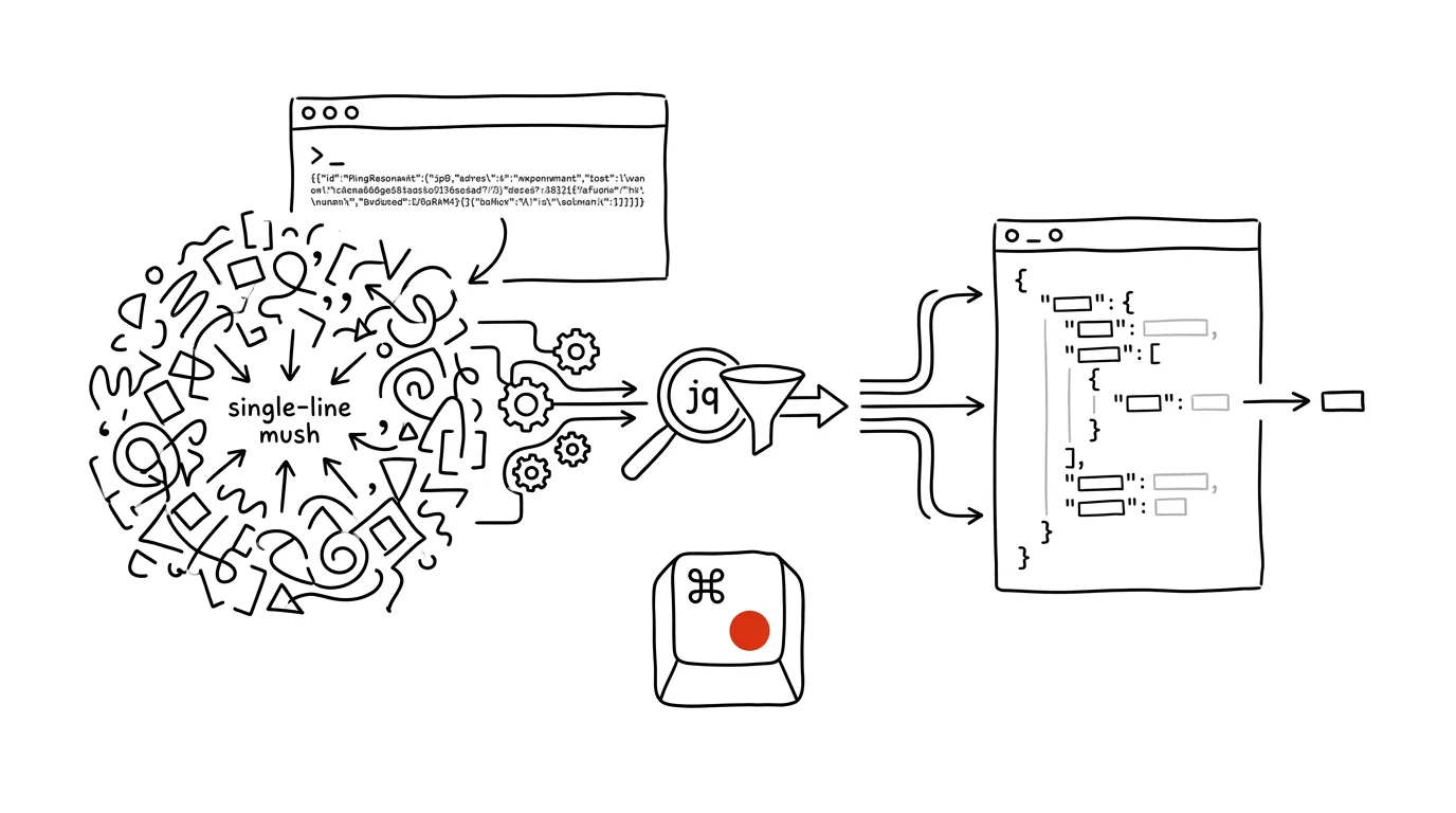 Illustration for: jq: readable JSON in the terminal and one-expression value extraction
