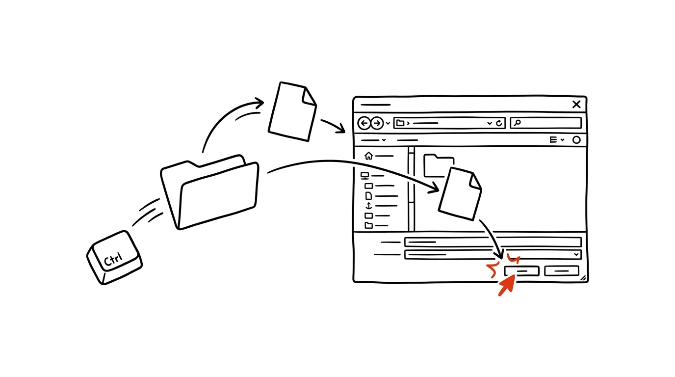 Illustration for: Drag a folder into a Save dialog — and you're there