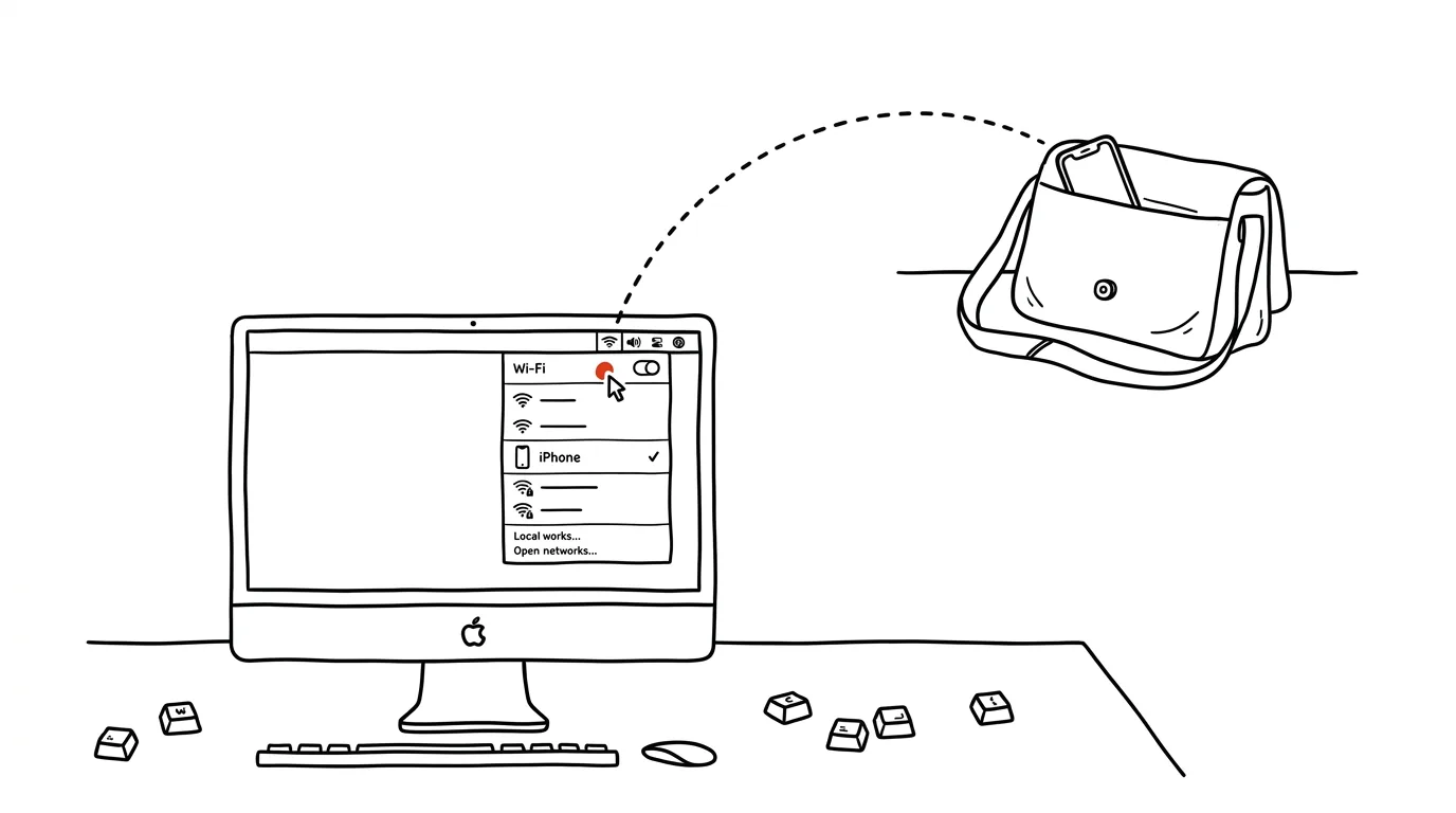 Illustration for: Turn on your iPhone's hotspot from your Mac — the phone stays in your bag