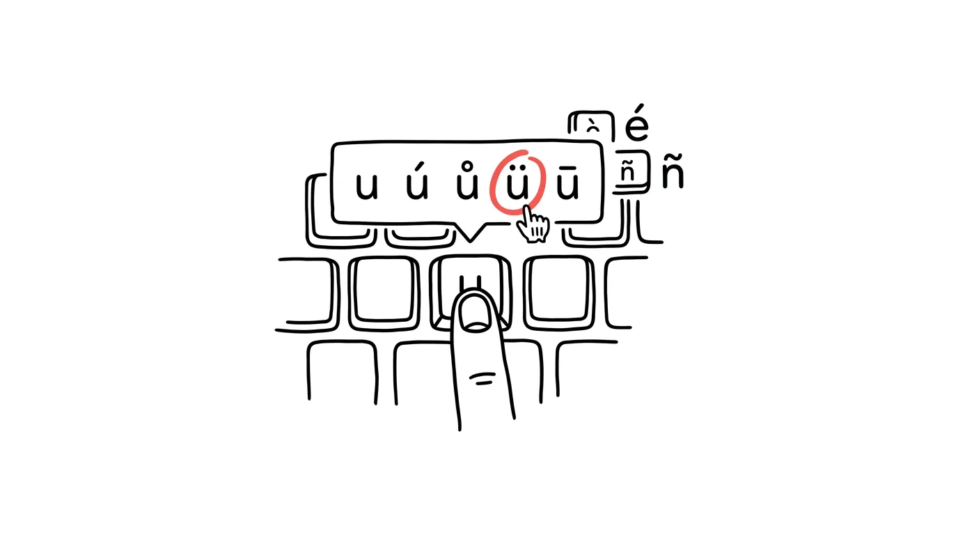Illustration for: Hold a key and pick a character: accented letters without hunting for them