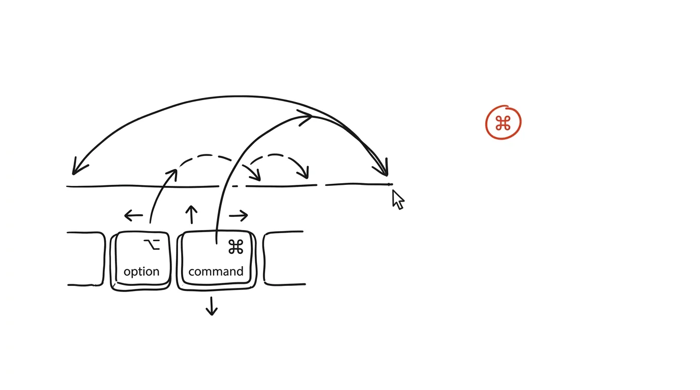 Illustration for: Moving through text on a Mac: Option and Cmd with arrow keys