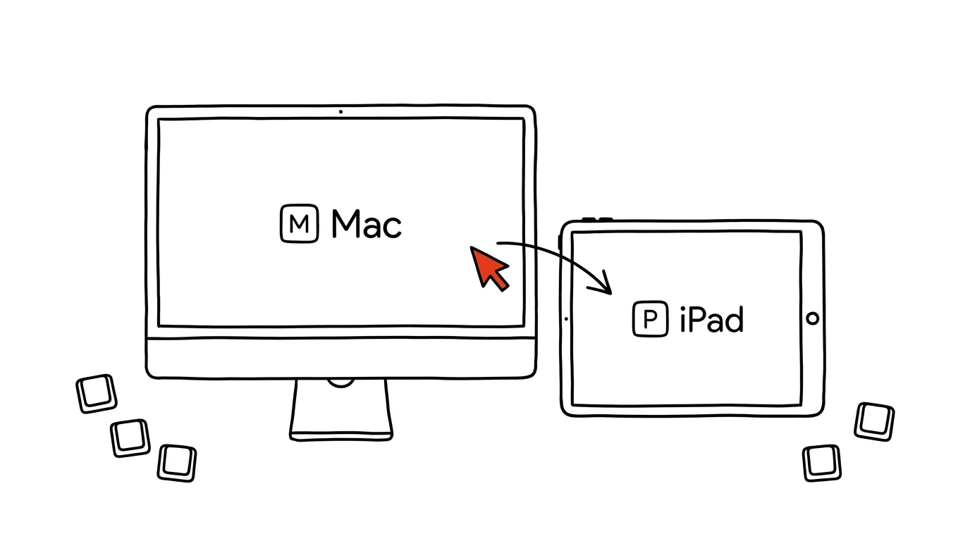 Illustration for: Universal Control: one mouse and keyboard for both Mac and iPad