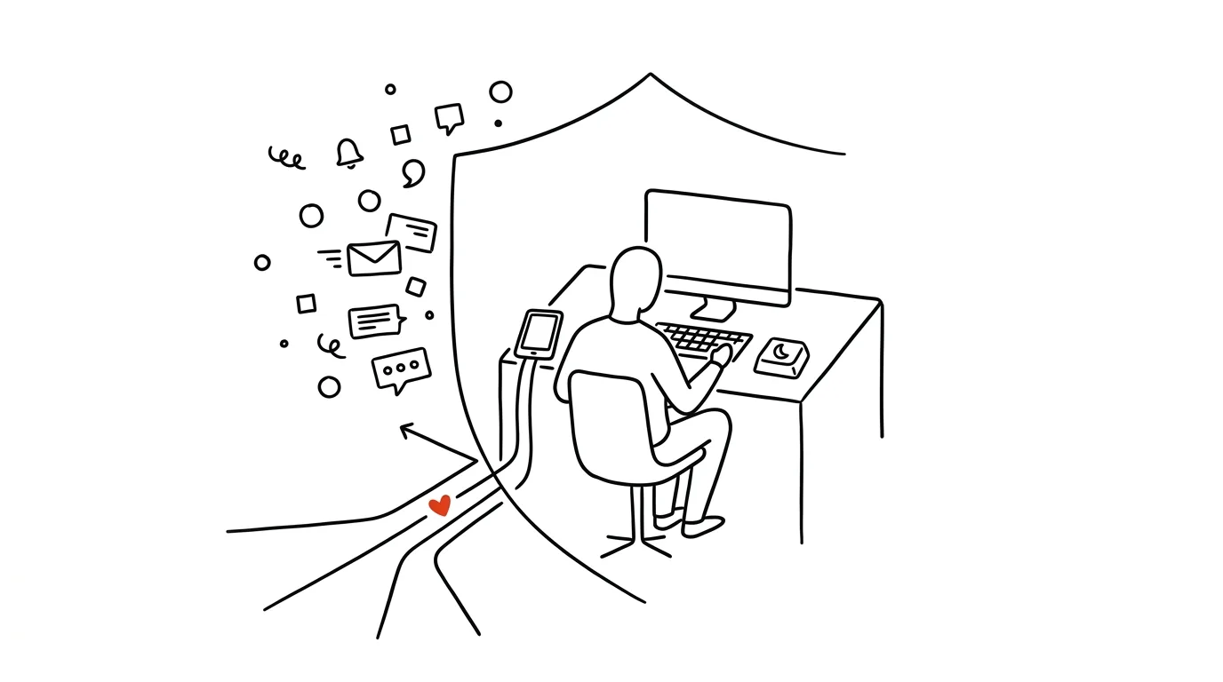 Illustration for: Do Not Disturb with exceptions: family gets through, everything else waits