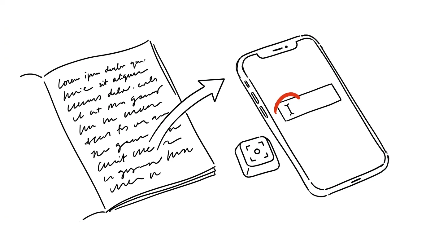 Illustration for: Text from paper straight into a field: Live Text and Google Lens
