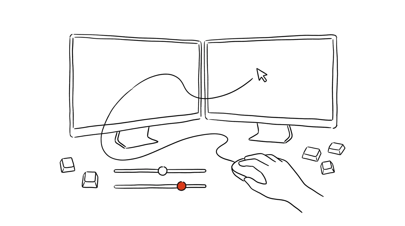 Illustration for: Mouse sensitivity: across two monitors with one flick of the wrist
