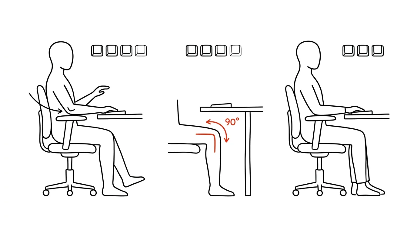 Illustration for: Set up your chair in a minute: elbows, knees, feet