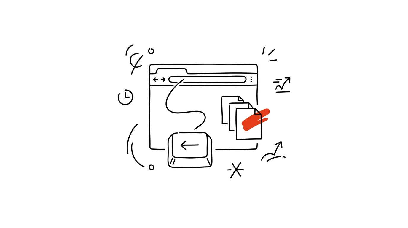 Illustration for: Hold the back button — jump five pages at once