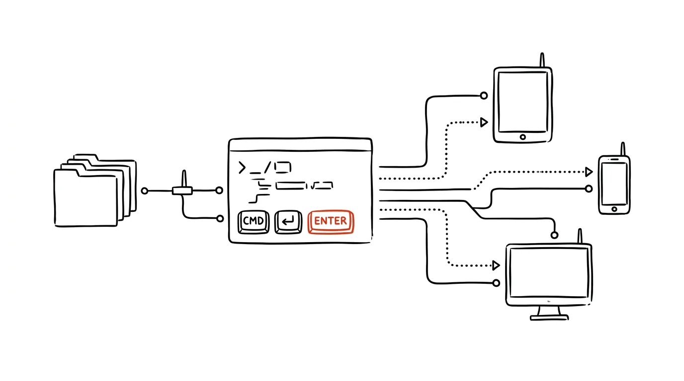 Illustration for: python -m http.server: share a folder over the network with one command