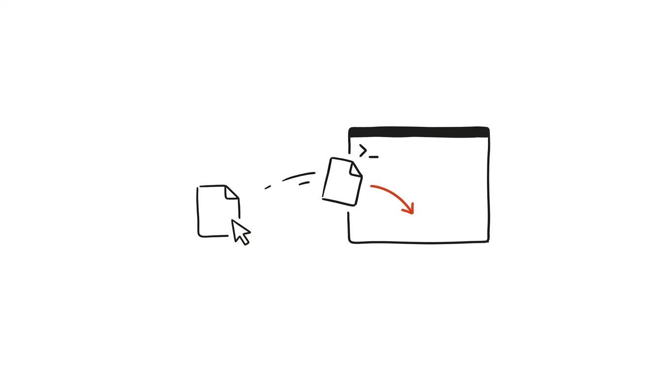 Illustration for: Stop retyping file paths: drag the file into the terminal