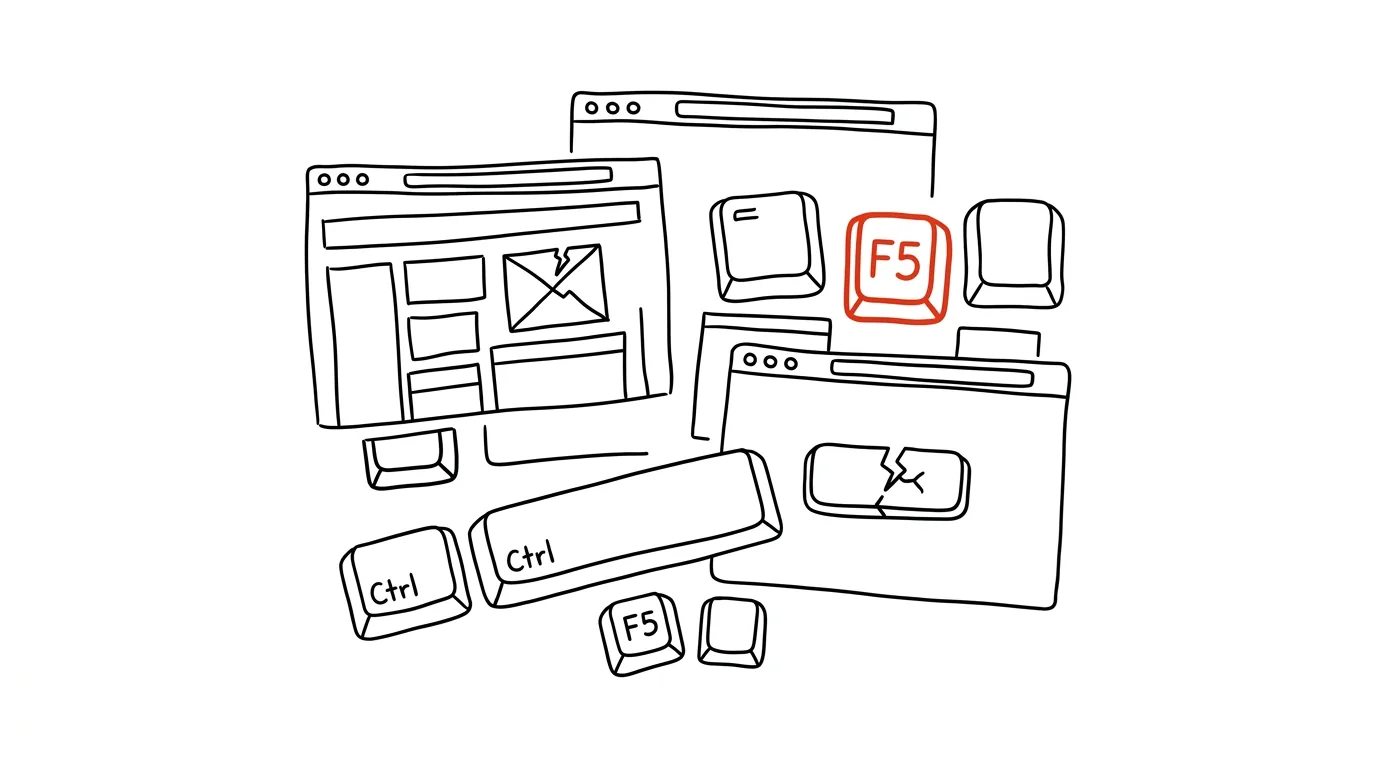 Illustration for: Page behaving strangely? Try a hard refresh with Ctrl+F5