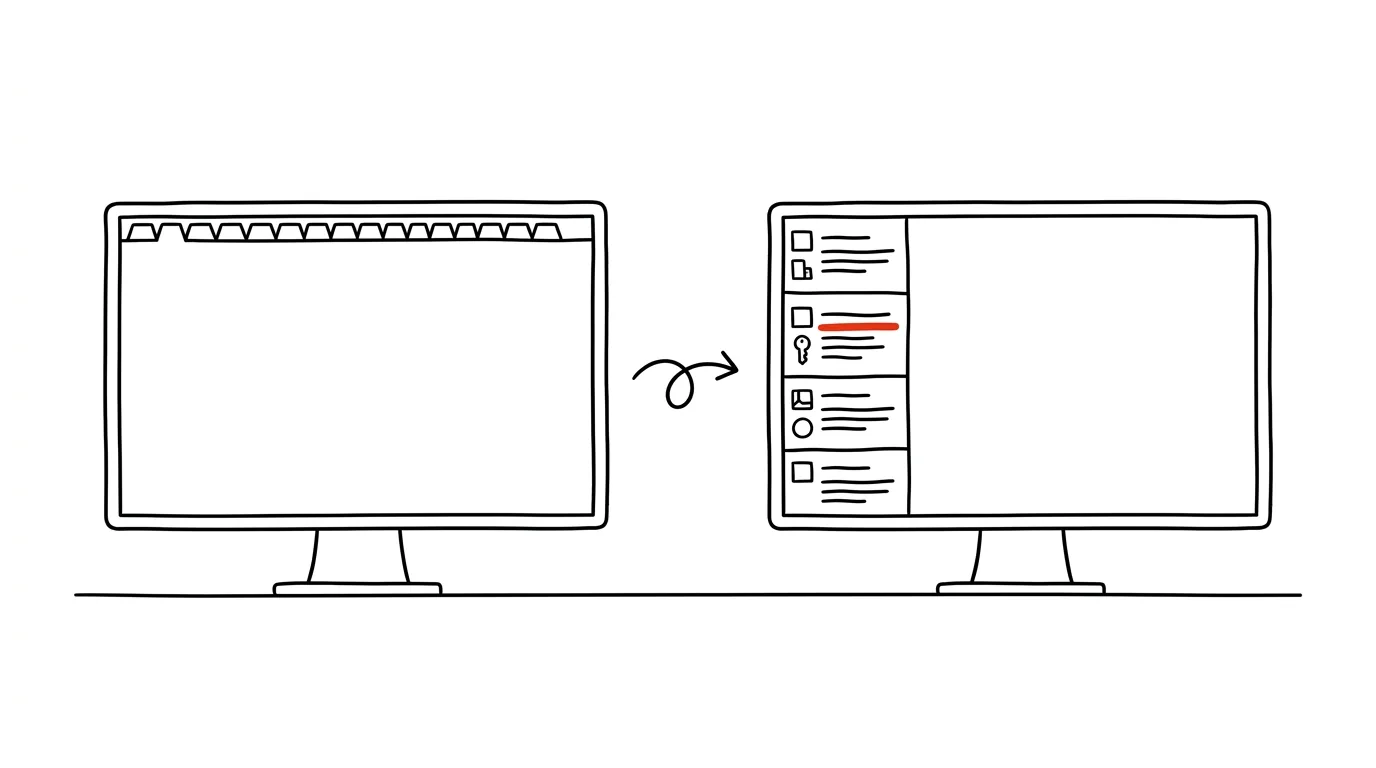 Illustration for: Vertical tabs: on a wide monitor, read names, not icons
