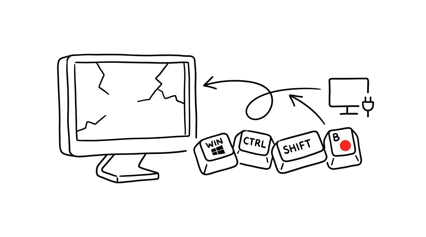 Illustration for: Black screen? Win+Ctrl+Shift+B restarts graphics without restarting the PC
