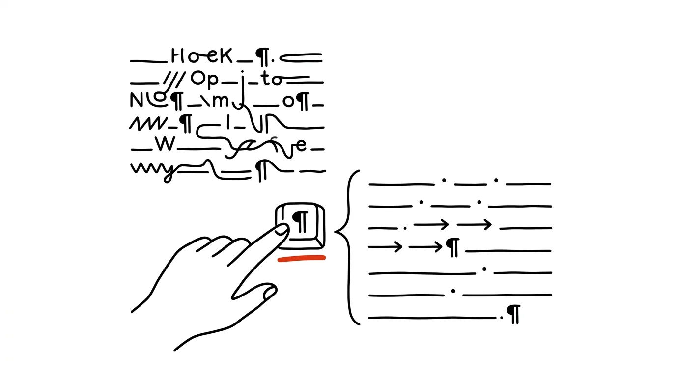 Illustration for: Hidden formatting marks: why a document behaves strangely